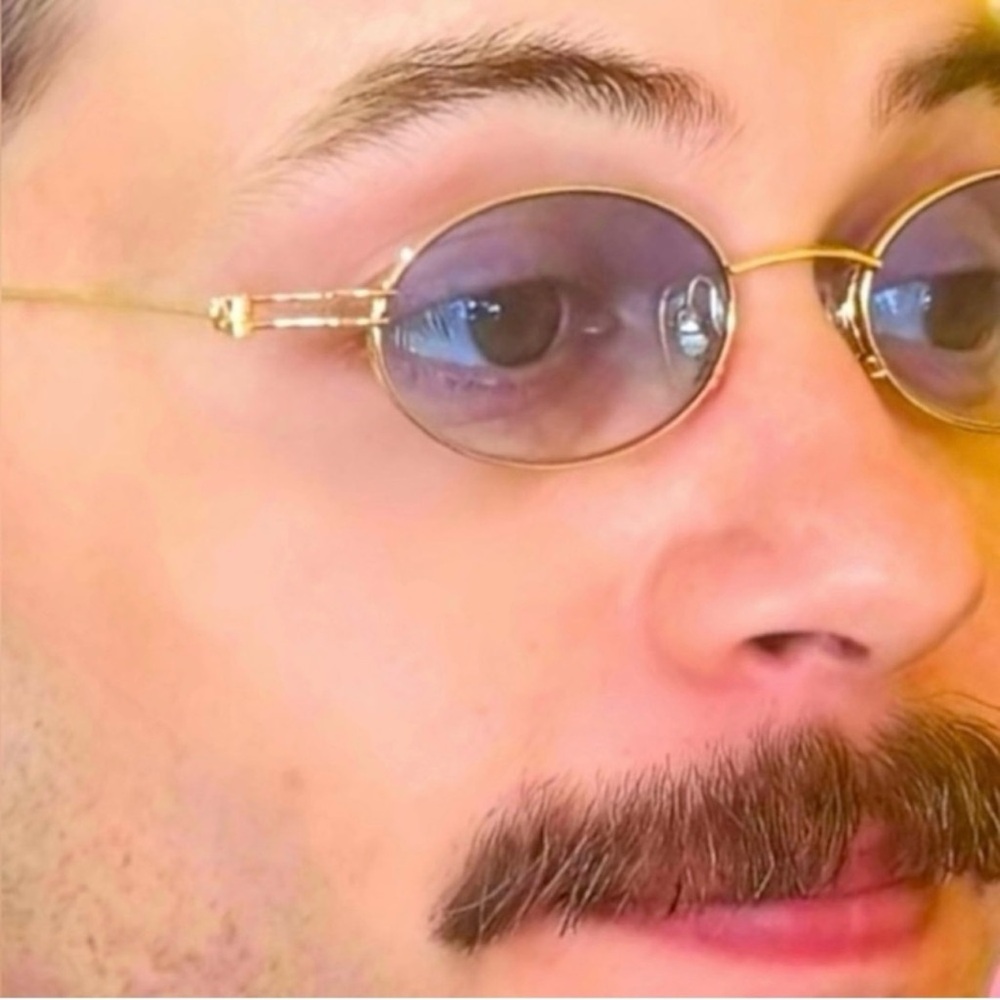 VERY RARE Authentic Gucci Coogi Brand Name Gold Metal Frame Blue Tint Sunglasses